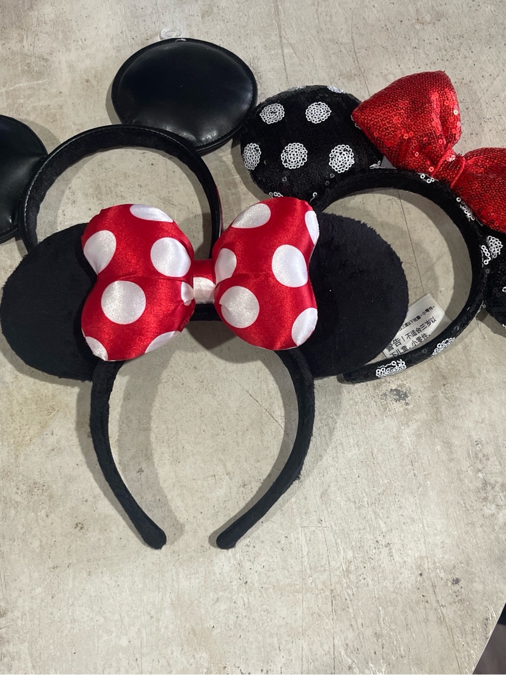 Disney Red Polka Dot Minnie Bow Headband with Black Ears bundle